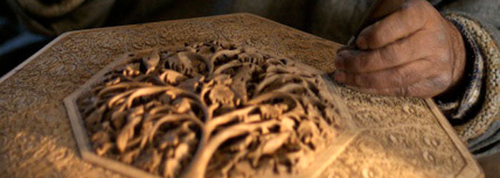 Carved walnut woodwork from Kashmir